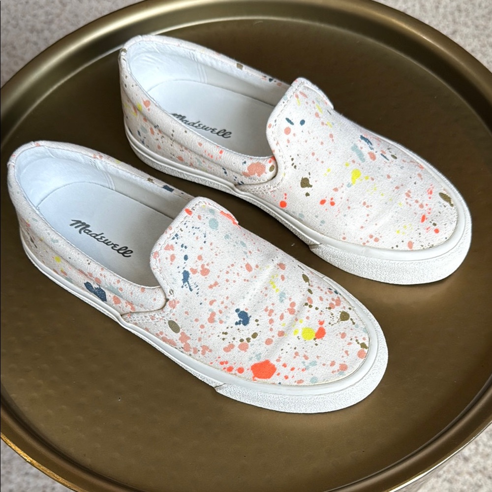 Madewell Sidewalk Slip-On Sneakers in Paint Spattered Recycled Canvas - Picture 2 of 15